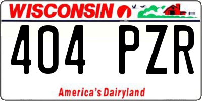 WI license plate 404PZR