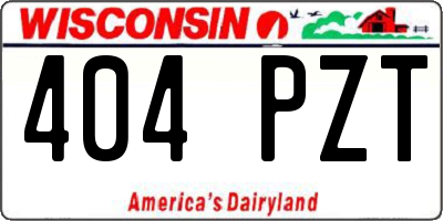 WI license plate 404PZT