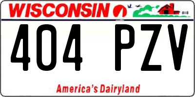 WI license plate 404PZV