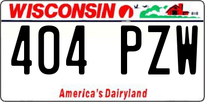 WI license plate 404PZW