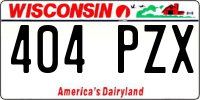 WI license plate 404PZX