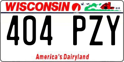 WI license plate 404PZY