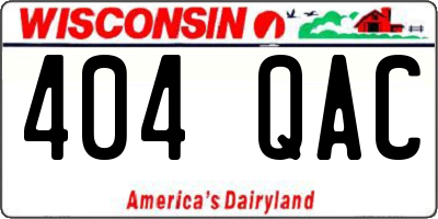 WI license plate 404QAC