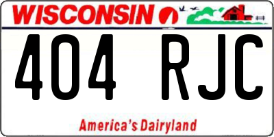 WI license plate 404RJC