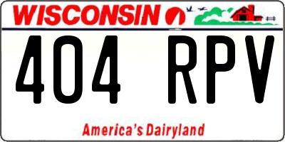 WI license plate 404RPV