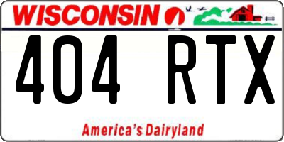 WI license plate 404RTX