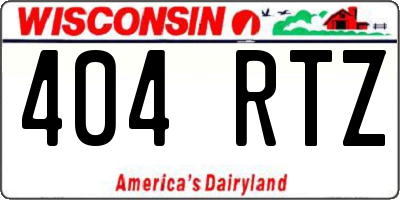 WI license plate 404RTZ