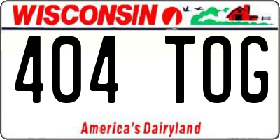 WI license plate 404TOG