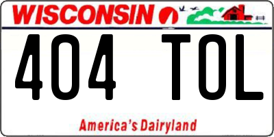 WI license plate 404TOL