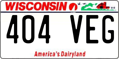 WI license plate 404VEG
