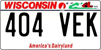 WI license plate 404VEK
