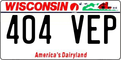 WI license plate 404VEP