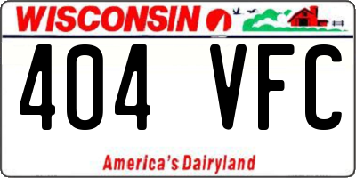 WI license plate 404VFC