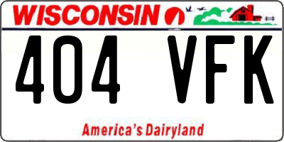 WI license plate 404VFK