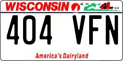 WI license plate 404VFN