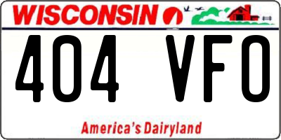 WI license plate 404VFO