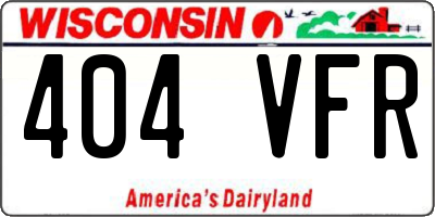 WI license plate 404VFR