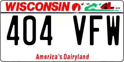 WI license plate 404VFW