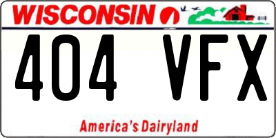 WI license plate 404VFX