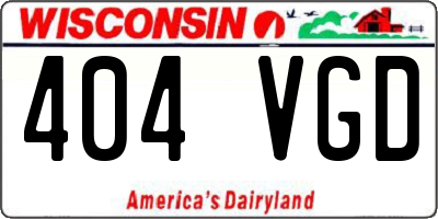 WI license plate 404VGD