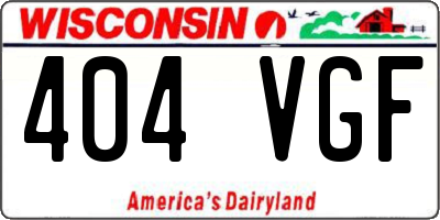 WI license plate 404VGF