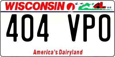 WI license plate 404VPO