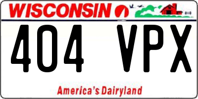 WI license plate 404VPX