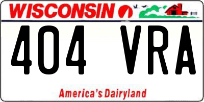 WI license plate 404VRA