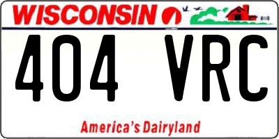 WI license plate 404VRC