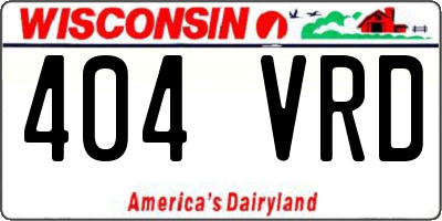 WI license plate 404VRD