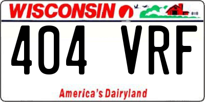 WI license plate 404VRF