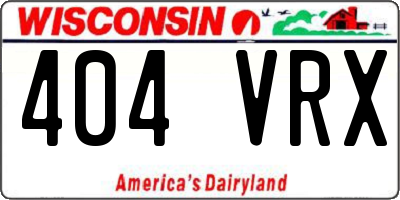 WI license plate 404VRX