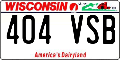 WI license plate 404VSB