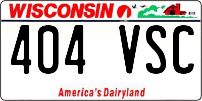 WI license plate 404VSC