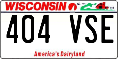 WI license plate 404VSE
