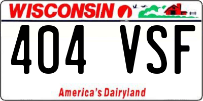 WI license plate 404VSF