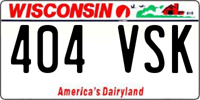 WI license plate 404VSK