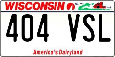 WI license plate 404VSL