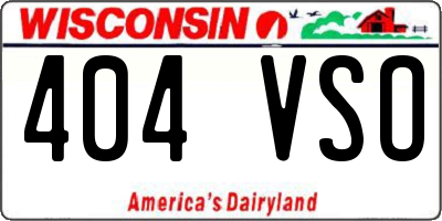 WI license plate 404VSO