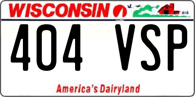 WI license plate 404VSP