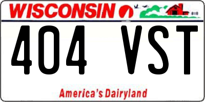 WI license plate 404VST