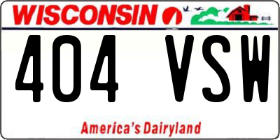 WI license plate 404VSW