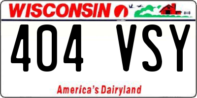 WI license plate 404VSY