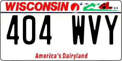 WI license plate 404WVY