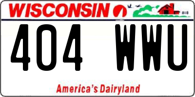 WI license plate 404WWU