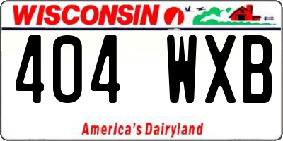 WI license plate 404WXB