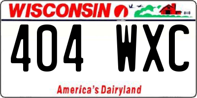 WI license plate 404WXC