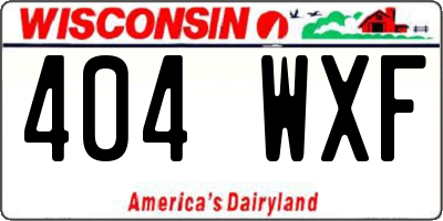 WI license plate 404WXF