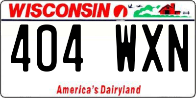 WI license plate 404WXN