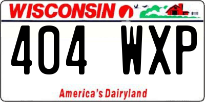 WI license plate 404WXP